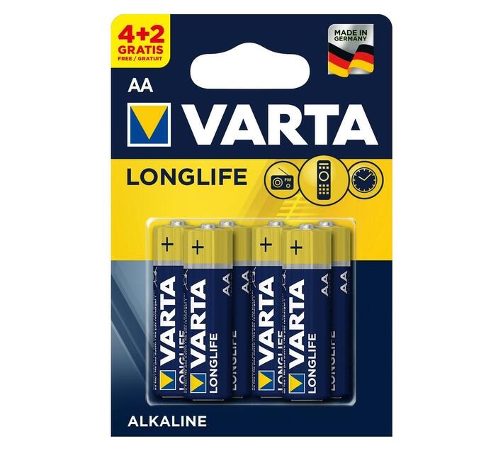 4106101426 | Bestil Alkaline batterier Longlife - pakke med 6 stk. AA batterier