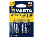 Alkaline batterier AA Longlife - pakke med 6 stk. AA batterier