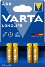 Alkaline batterier AAA Longlife - pakke med 4 stk. AAA batterier