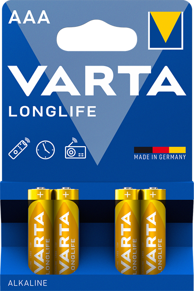 Alkaline batterier AAA Longlife - pakke med 4 stk. AAA batterier
