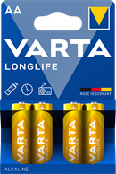 Alkaline batterier AA Longlife - pakke med 4 stk. AA batterier