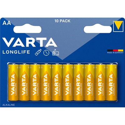 Alkaline batterier AA Longlife - pakke med 10 stk. AA batterier