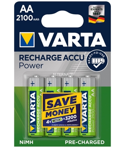 Genopladelig 2100 mAh batterier ACCU Power AA - 4 stk. ( Ready2use )