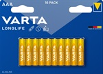 Alkaline batterier AAA Longlife - pakke med 10 stk. AAA batterier