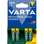 Genopladelig 4 stk 1000 mAh batterier ACCU Power AAA - ( Ready2use )