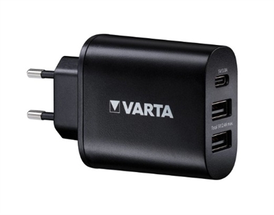 Varta lader til stikkontakten - Med 2x USB og 1x USBc udgange