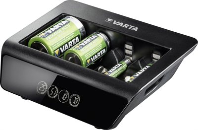 Varta universal oplader med LCD display -  4 timers opladnings tid - Oplader AAA, AA, C, D & 9V batterier samt USB udgang