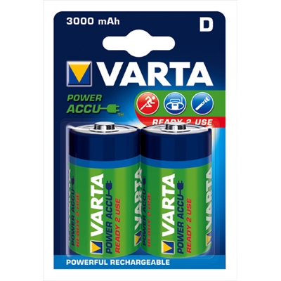 Genopladelig 3000 mAh batterier ACCU Power D - 2 stk.