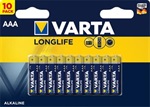Alkaline batterier AAA Longlife - pakke med 10 stk. AAA batterier