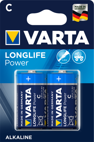 Alkaline batterier C Longlife Power  - 2 stk. type C batterier