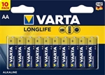 Alkaline batterier AA Longlife - pakke med 10 stk. AA batterier