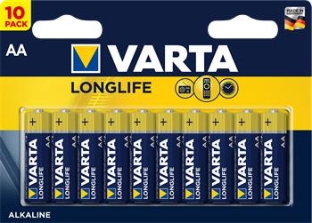 Alkaline batterier AA Longlife - pakke med 10 stk. AA batterier