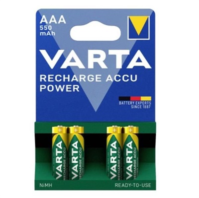Genopladelig 4 stk 550 mAh batterier ACCU Power AAA -  ( Ready2use )