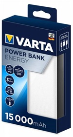 Varte Power bank i smart slim design 15000 mAh - hvid